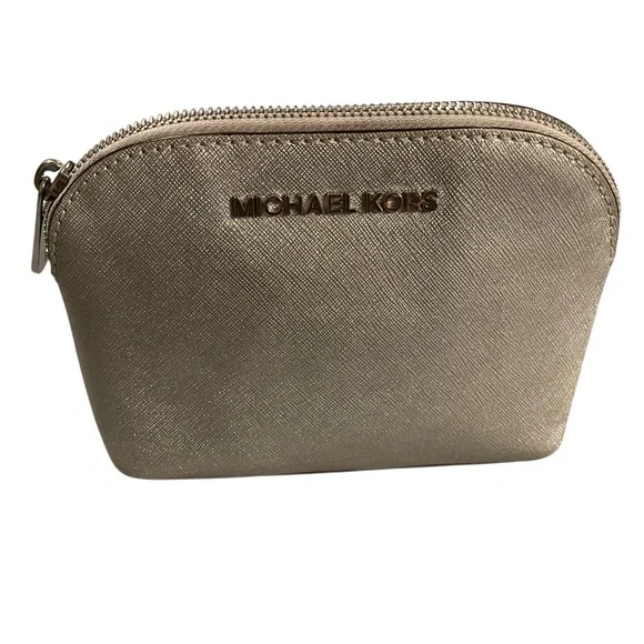 Michael Kors Silver Metallic Cosmetic Bag - Picture 2 of 5